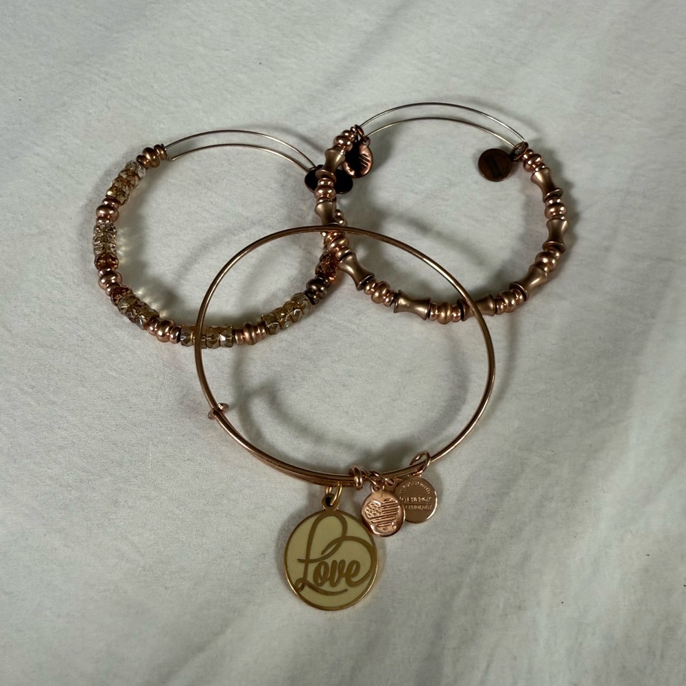Alex and Ani Rose Gold Charm Bracelet Trio